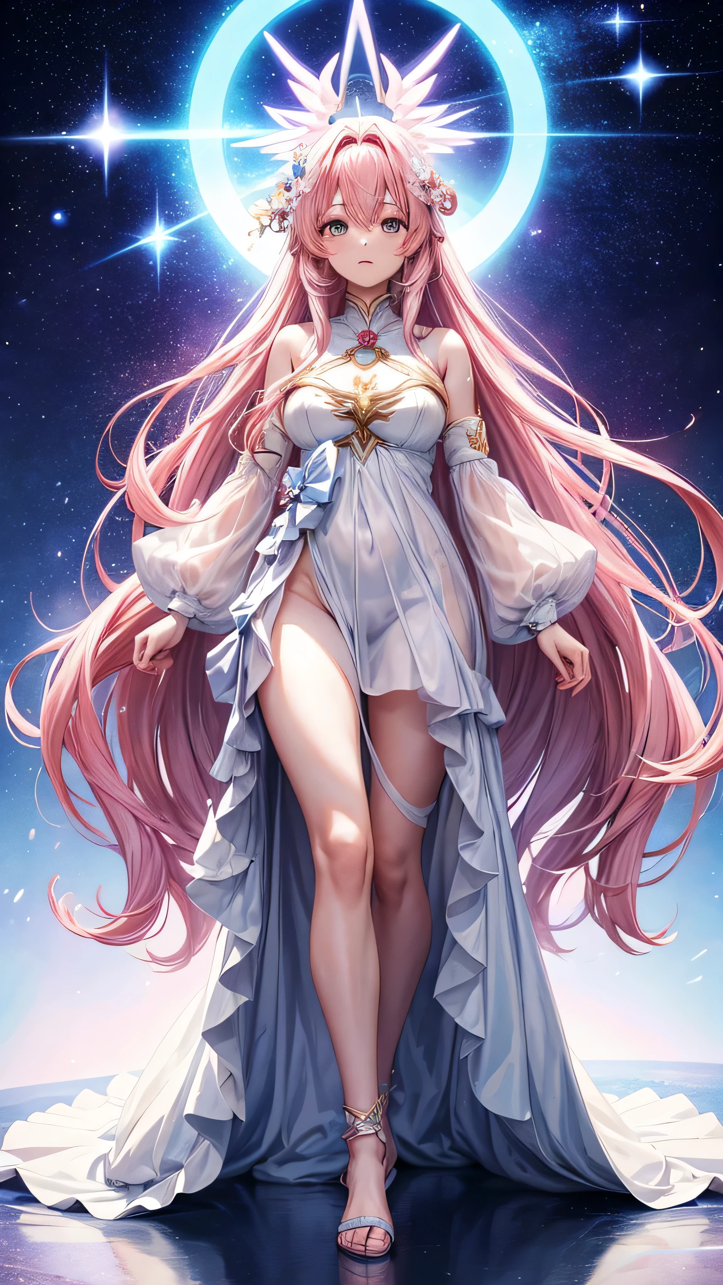 ((64k，Ultra-high resolution，Super best quality，masterpiece，Hyperrealistic，Young and adorable, beautiful, young, adorable，young woman，Full body photo，Full body angle，Blue Eyes全身エズビアン，Surreal，Very detailed:1.3，Ultra-realistic:3.0))，Heroine of Mobile Suit Gundam SEED，Lacus Clyne，Pink Hair，hair ornaments，Blue Eyes，