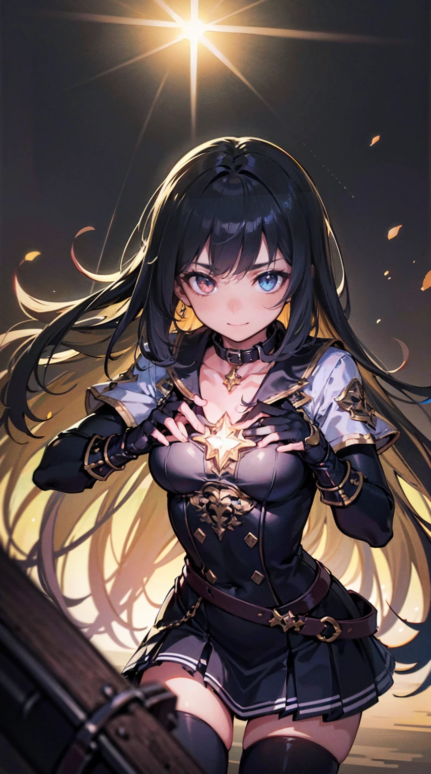 (ultra-detailed, highres, beautiful face, detailed face), (realistic texture:0.9), 1girl, 1women, solo, ethereal beauty, 8k uhd, 8k wallpaper, (smooth effect:1.2), smooth anime CG, (detailed eyes, beautiful eyes, perfect eyes:1.4), (red eyes), long hair, slightly wavy hair, black hair, detailed hair, parted bangs, anime style, japanese characters, black dress, (big breasts:1.4), 20 years old, older sisters, (magic effect, abstract backgroud, fire flame, magus) witch, RTX, HDR, looking at viewer, (blushing:1.2), beautiful, beautiful anime girl, (detailed face:1.2), showcase, (photorealistic:1.2), beautiful smile, (perfect body)