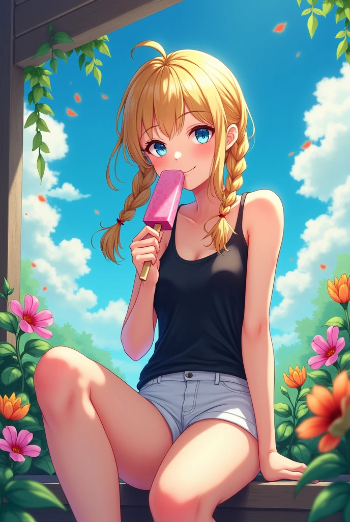 Trans without chothes eating ice cream