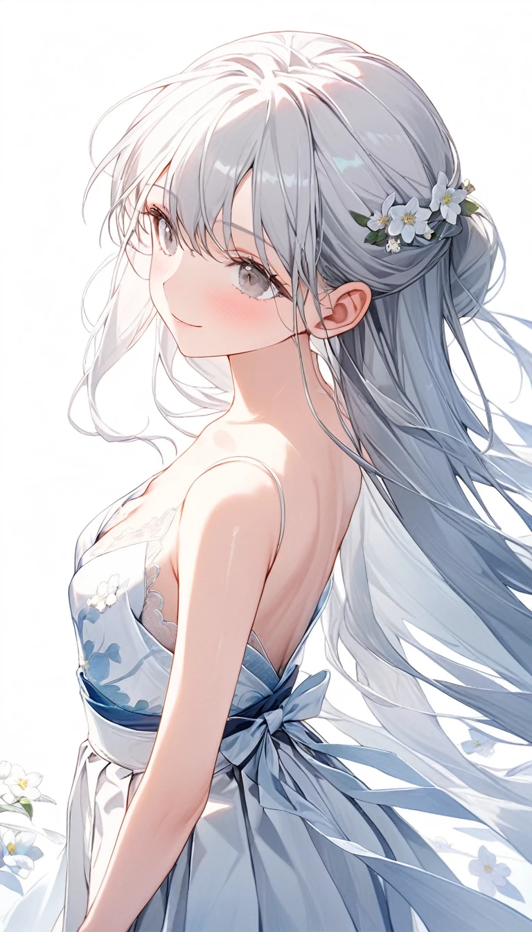 ((best quality)), ((Meisterwerk)), (Detailliert), Perfektes Gesicht, 1 girl, silver hair, blue eyes, medium chest, nude, 1 dragon, black, blue eyes, Cherry Blossom
