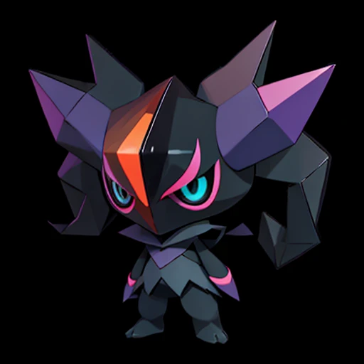 pkmn, black background, prism with a mask with several tentacles,
