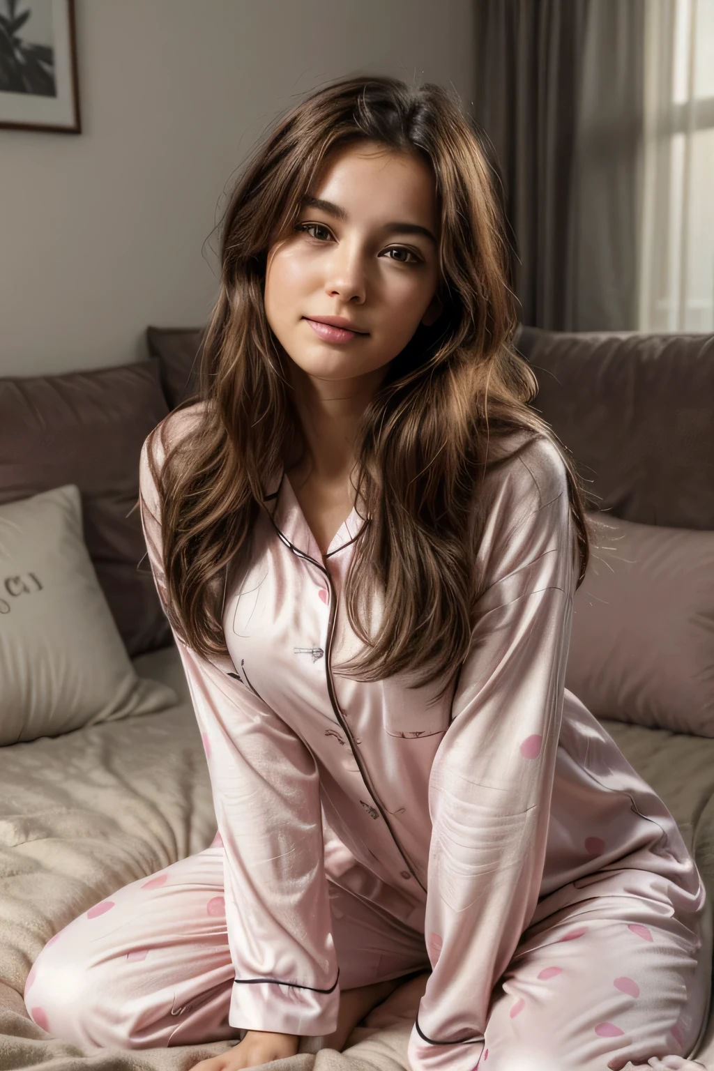 (Lidiia Filippova:1.2), (Keilih Stafford:0.9), (Felicity Fey:0.5), a pretty young woman, in pajamas