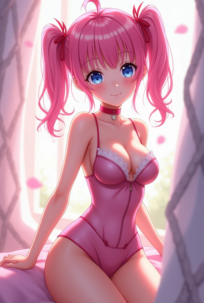 "((Momo Deviluke))14 years old, in realistic style, Mint Colored Lingerie with Garters and Corset, cinematic atmosphere, soft focus, ethereal glow, carefully posed, high resolution, mesmerizing details"demon tail,momo deviluke, demon tail, hair flower, hair ornament, (purple eyes:1.1), pink hair, short hair, tail,