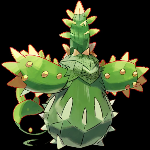 pkmn character, ((pkmn who looks like very big angry monster cactus, spikes)) ((best quality)), 