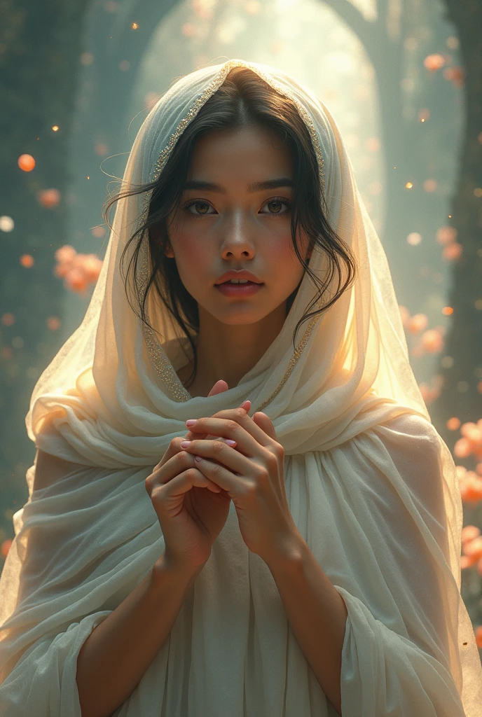 fantasy flower garden, lisianthus, pale pink and light azure color grading, surreal and dreamy environment, high contrast, ink strokes, over exposure, abstract, (watercolor painting by John Berkey and Jeremy Mann), brush strokes, dynamic pose, random shot angle, skin marks, moles, highly detailed skin, flower petals and leaves flying in background, blown by wind, wearing sheer hijab, (plain outfit, modern-minimalist fashion, haute couture) ((small breast)) ultra realistic, masterpiece, maximum quality, ultra detailed face and eyes:1.3, detailed skin texture, skin pores, film grain, eyes closed, (1 gorgeous malay girl wearing oversized, multilayer, puffed sleeve sheer robe with see-through loincloth and sheer peplum skirt, plastic belt, small breast size), ((standing, spreading legs, flexing vagina and thick labia majora, vagina wet with precum)) ((eyes closed, resisting sexual craving)) dynamic pose, very pretty face, ((vagina exposed, vagina wet and dripping with gooey transparent liquid)) perky
