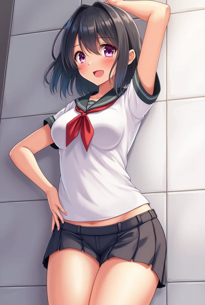 (8k, RAW Photos, Highest quality, masterpiece:1.2),
1 Girl,alone,Mature Woman,Black Hair,Brown eyes,Long Hair, chest, chestの谷間, Observe the audience,Quite embarrassing，(((school uniform)))，
,(((Put your hand in your panties))), (( Masturbating by touching the vagina with your fingers)), love juice spilling on the floor, liquid splashing from girl&#39;Between the legs，whole body，Browsing Caution，Nipples，

 