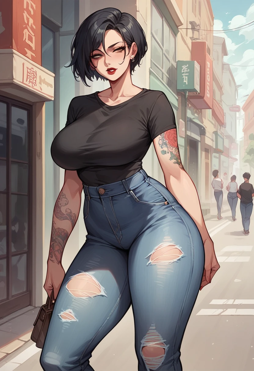 (obra de arte, melhor qualidade:1.2), 2 garota,Cara a cara, cintura alta, olhem um para o outro, pernas longas, standing_dividir,both standing dividir,jeans azul, corpo todo, massive pubis, massive huge tits, pants down, calcinha abaixada, sem calcinha