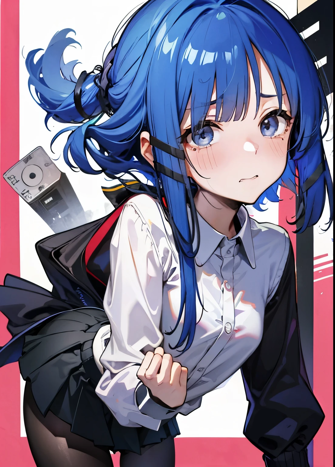 woman、Primary school students、Silver Hair、ponytail、Black Sailor Suit、Monotonous Background、、High resolution、、、small 、、Crying face、Beautiful Skin、View from the front、Tears、Zoom to face、Black tights、mini skirt、Panty shot、、、Smirking expression、Crying face、Troubled expression、Embarrassed face、Surprised expression