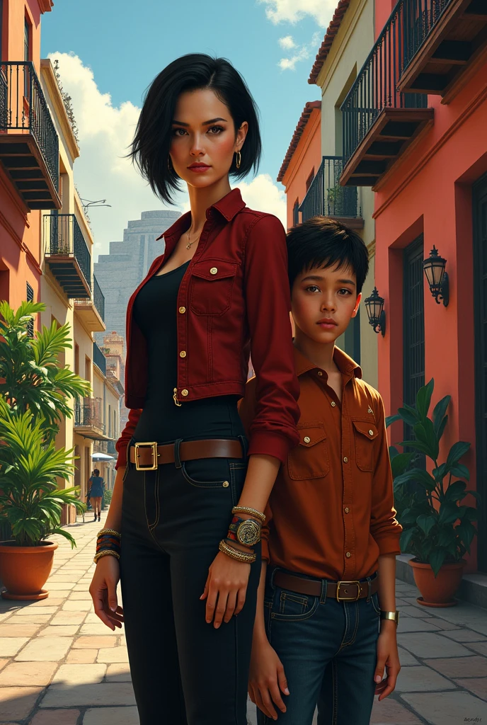 ((masterpiece, best quality)),(complex lighting) ,solo,(((1girl))) ,clementine, light skin,light-skinned female, baseball cap, green cargo pants, brown eyes, tight pants, combat boots, shirt, short hair, one short ponytail, open denim jacket, huge butt, thicc butt , leaning on a boy (((8k))), (((full body))), (((bent over on the ground))), (((looking at the viewer))), tall,