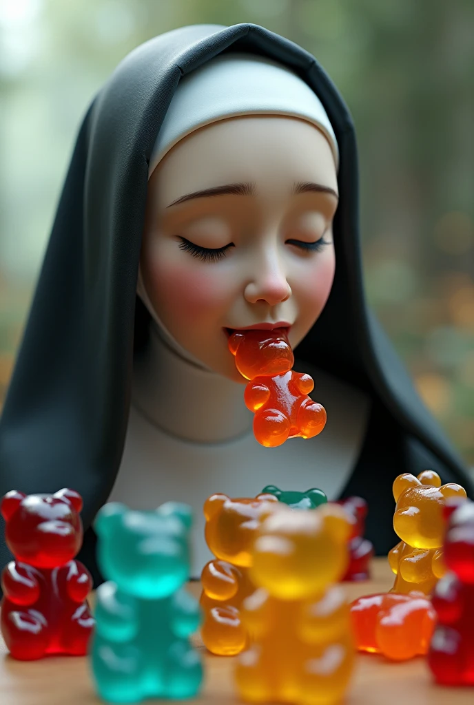 score_9, score_8_up, score_7_up, score_6_up, score_5_up, score_4_up, Beautiful young nun, ひざまずいてlook up、Open your mouth wide、look up、(Semitransparent liquid is around the mouth.:1.7)、Shot from directly above the body、( High angle shot)、The ornate interior of the cathedral、At the altar of the chapel、Stained Glass Windows、Warm lighting、Serene atmosphere、religious、spiritual、Dedication、Contemplative、