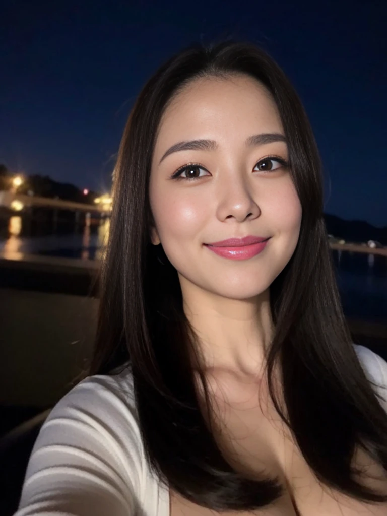 ((Best quality, 8k, Masterpiece :1.3)), 1girl, smiling, full body, slim face, Pretty woman, (Dark brown hair), full length dress :1.1, Ultra-detailed face, Detailed eyes, Double eyelid, blur background, slim face, city, outside, street,