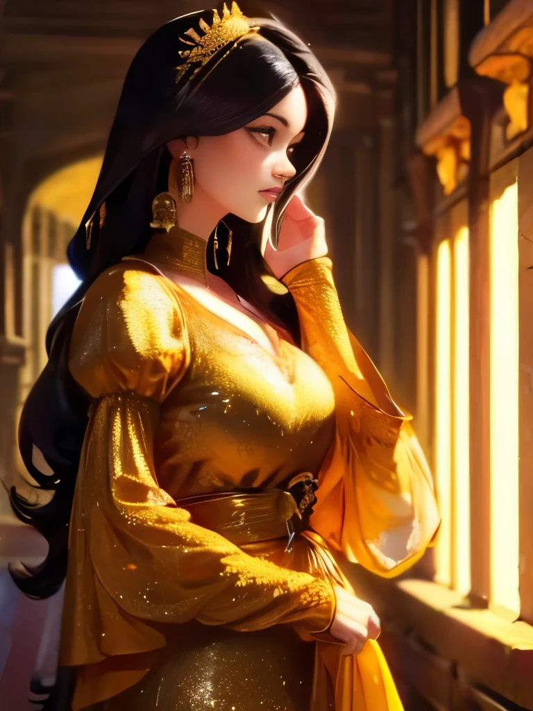 (Noite:1.3),Casa de Madeira, dentro,
Standing at attention,
quimono amarelo ,camisa azul ,
Brincos,jewelries,pulseira,colar,
marrom_Hair,olhos castanhos, franja, folha verde em seu cabelo,rabo-de-cavalo,Hair_bom,
1 girl, 20 anos,Mature female,Dedo bonito,Belas pernas longas,Corpo bonito,Nariz bonito,Belo design de personagens, olhos perfeitos, rosto perfeito,
Olhando para o Viewer,
NSFW,Arte Oficial,extremamente detalhado CG unidade 8k papel de parede, perfect lighting,Corido, brilhante_frente_rosto_The lighting,
(master part:1.0),(Melhor_qualidade:1.0), ultra high-resolution,4k,ultra-detalhado,
fotografia, 8k, HDR, Altas, absurdos:1.2, Portra Kodak 400, filmic grain, blurry background, Bokeh:1.2, Reflexo da lente, (vibrante_Cor:1.2)
(Beautiful,grande_seios:1.4), (Beautiful_rosto:1.5),(estreito_cintura),