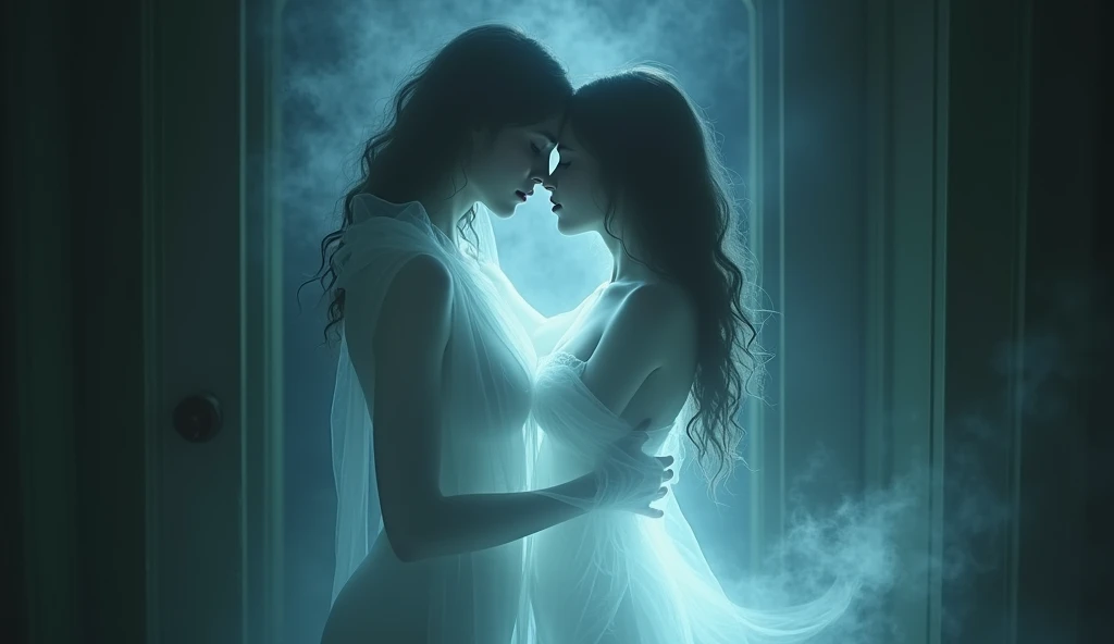 Naked brunette girl having sex with ghost 