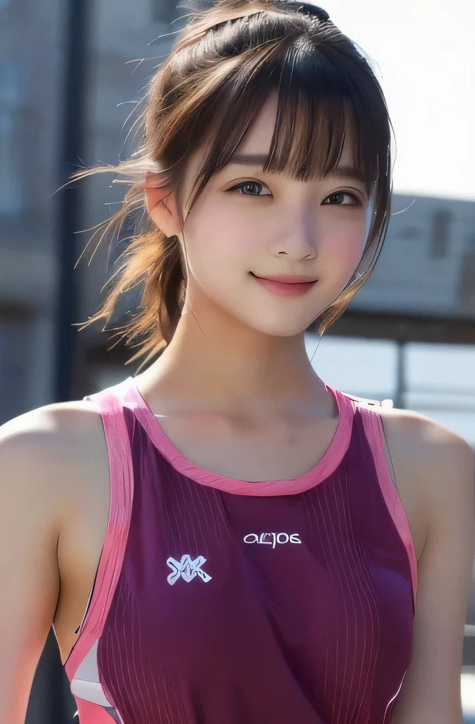 A close up of a woman in a pink top posing for a picture - SeaArt AI