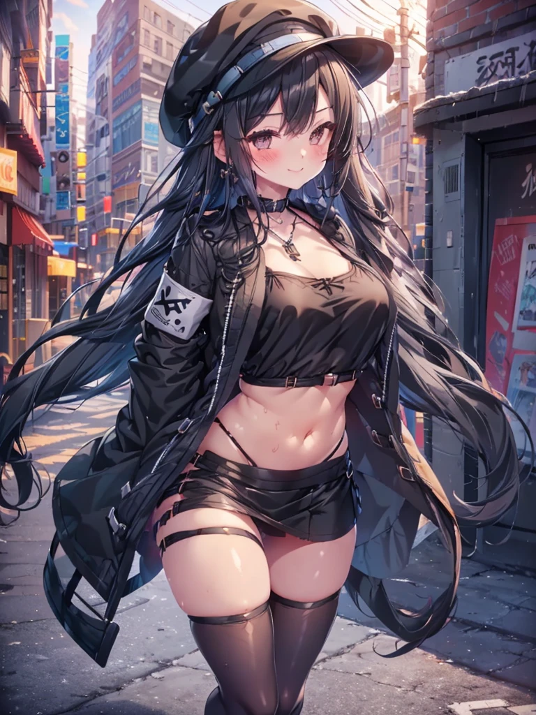 Deviantart ~ pixiv ~ artgerm ~ kawacy ~ johnsinger sargent ~ digital Cel shaded anime style ~ Beautiful ultra detailed illustration of a cyberpunk cat woman, kimono like style in crop top jacket, kimono style design skirt and lace thigh highs, assassin standing in a dark alley. This contrast between the fantastical character and the more bold color scheme and elements gives the piece an intriguing narrative quality. painted realism, photorealistic, 8k, fantasy digital art, HDR, UHD.