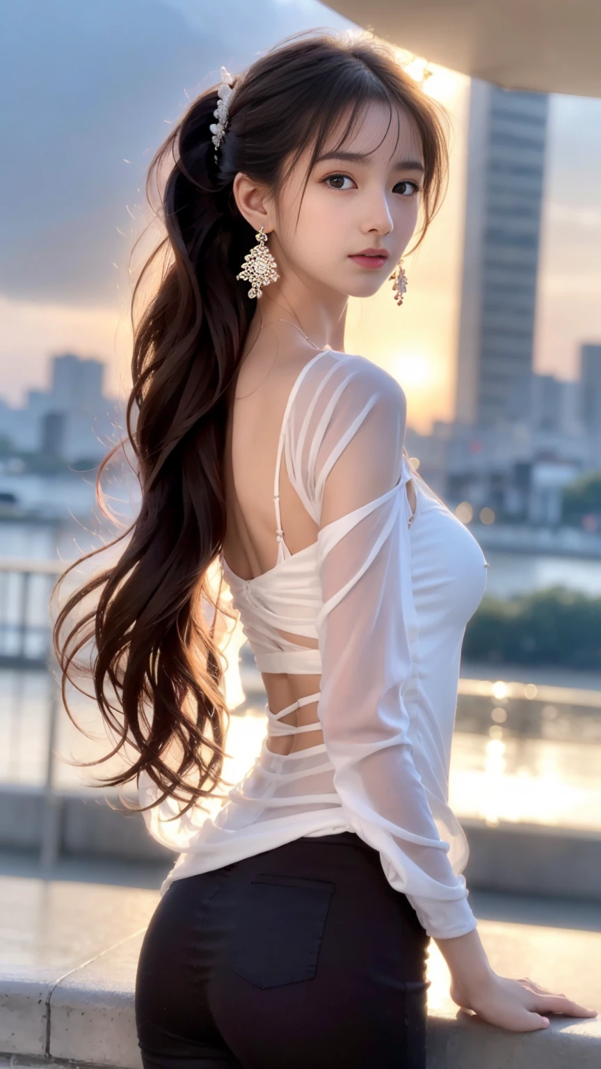 masterpiece,best,great,1girl,solo,white background,simple background,double exposure,silhouette,empty silhouette,close-up,upper body silhouette,cityscape in silhouette,building,long hair,from side,