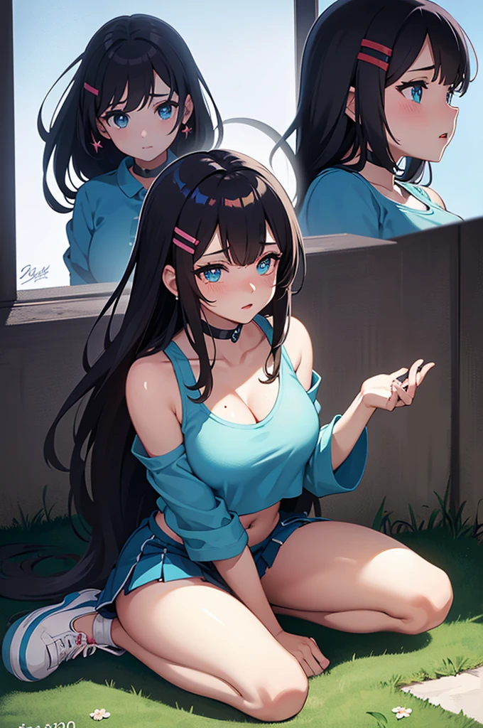 score_9, score_8_up, score_7_up,
BREAK
source_anime,
BREAK
1girl, very long hair, black hair, messy hair, hair flaps, hair between eyes, blue eyes,
squatting, street, alley, night,
crop top, micro shorts, boots, trash can, against wall, taking picture, selfie, holding phone,
partially undressed, breasts out, medium breasts, lifted by self, shirt lift, nipples,
<lora:Serin199-v2-PDXL:1>