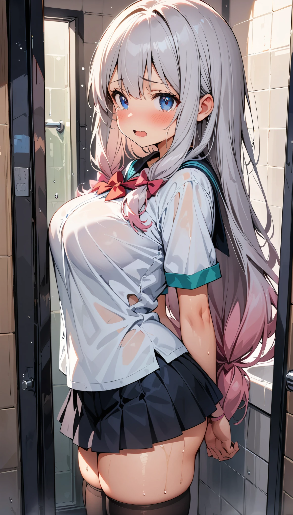 (8K、Highest image quality、highest quality、masterpiece)、detailed face、((1 baby girl))、braid silver hair、long hair、blunt bangs、red eyes、evil smile、((grin))、((small breasts))、((see through Colored camisole))、red school bag,minimum skirt、((black pleated skirt))、((micro skirt lift)、cowboy shot、((in the outdoor background)),((see through)),((nipples)),((nipples visible)),((squatting)),((spread legs)),((wet)),((show off erectile penis)),((((futanari girl)))),(((futanari loli))),(futa loli girl),hand to penis,grab the penis,hand to penis,touch the penis,tekoki,Exposure,cum,penis into hand,hand to the penis,grab penis,Handjob,cum,semen,sperm,bukkake,cum on face,((penis ejaculates semen)),(((ejaculates semen))),school backpack,(((cumming on face))),((cum on face)),(Futanari),(masturbation),(((futanari masturbation))),