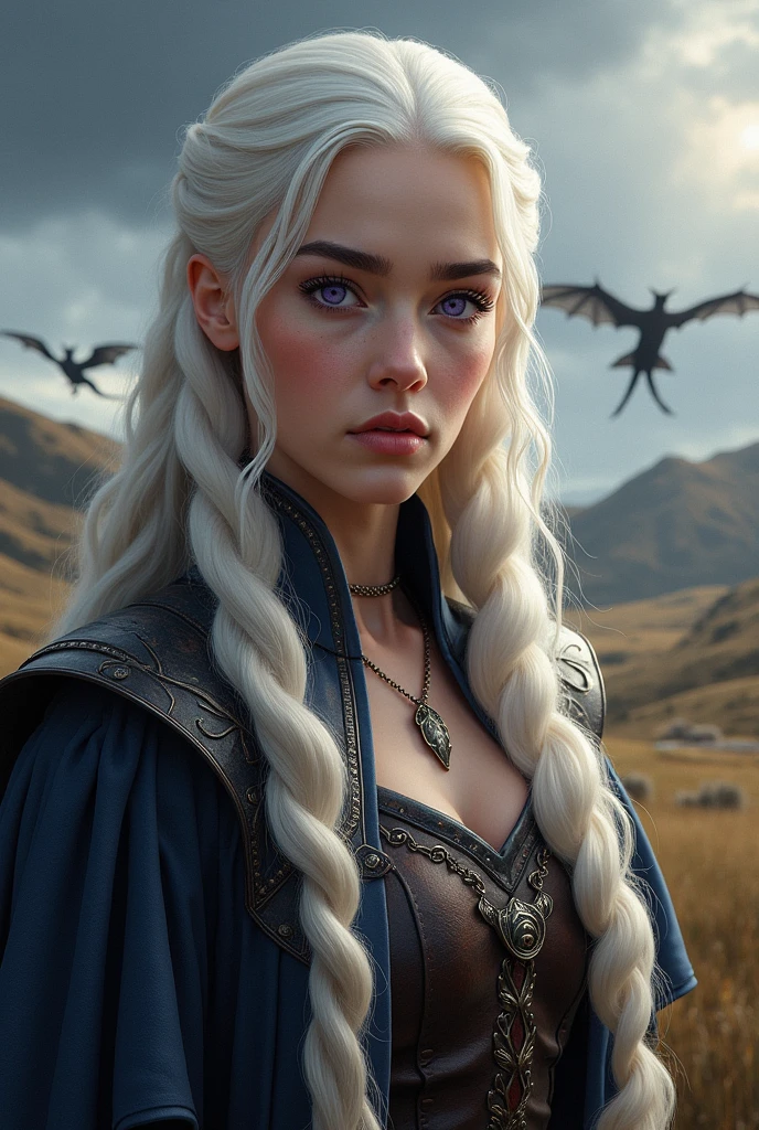 High quality, detailed medieval portrait of a beautiful girl with a mysterious cinematic feel, inspired by the movie "Game of Thrones", behind her a forest appears, portrait
