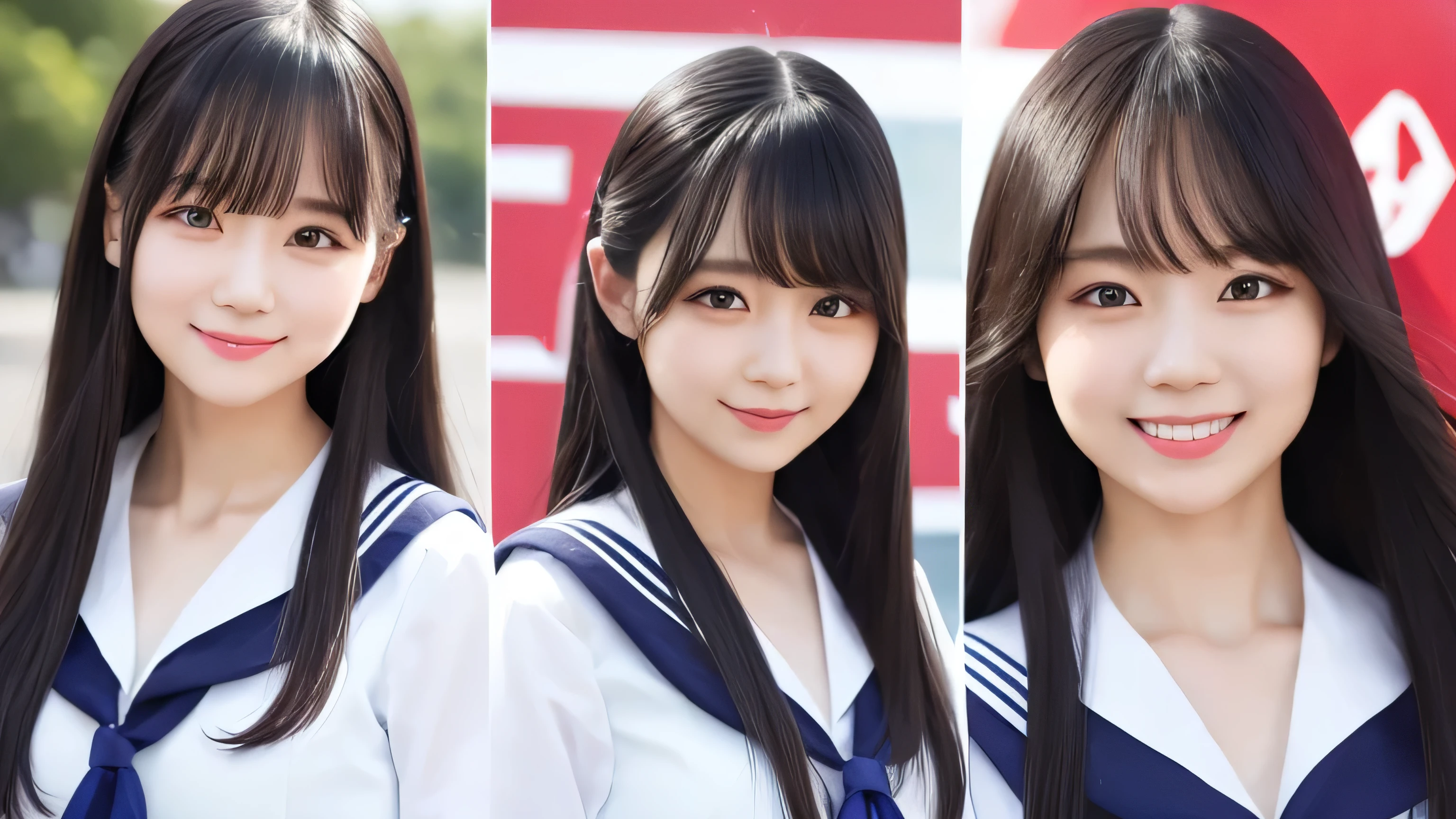 1 girl、Sailor suit、Long Black Hair(Up to the chest)、smile、whole body、Best Quality、High resolution