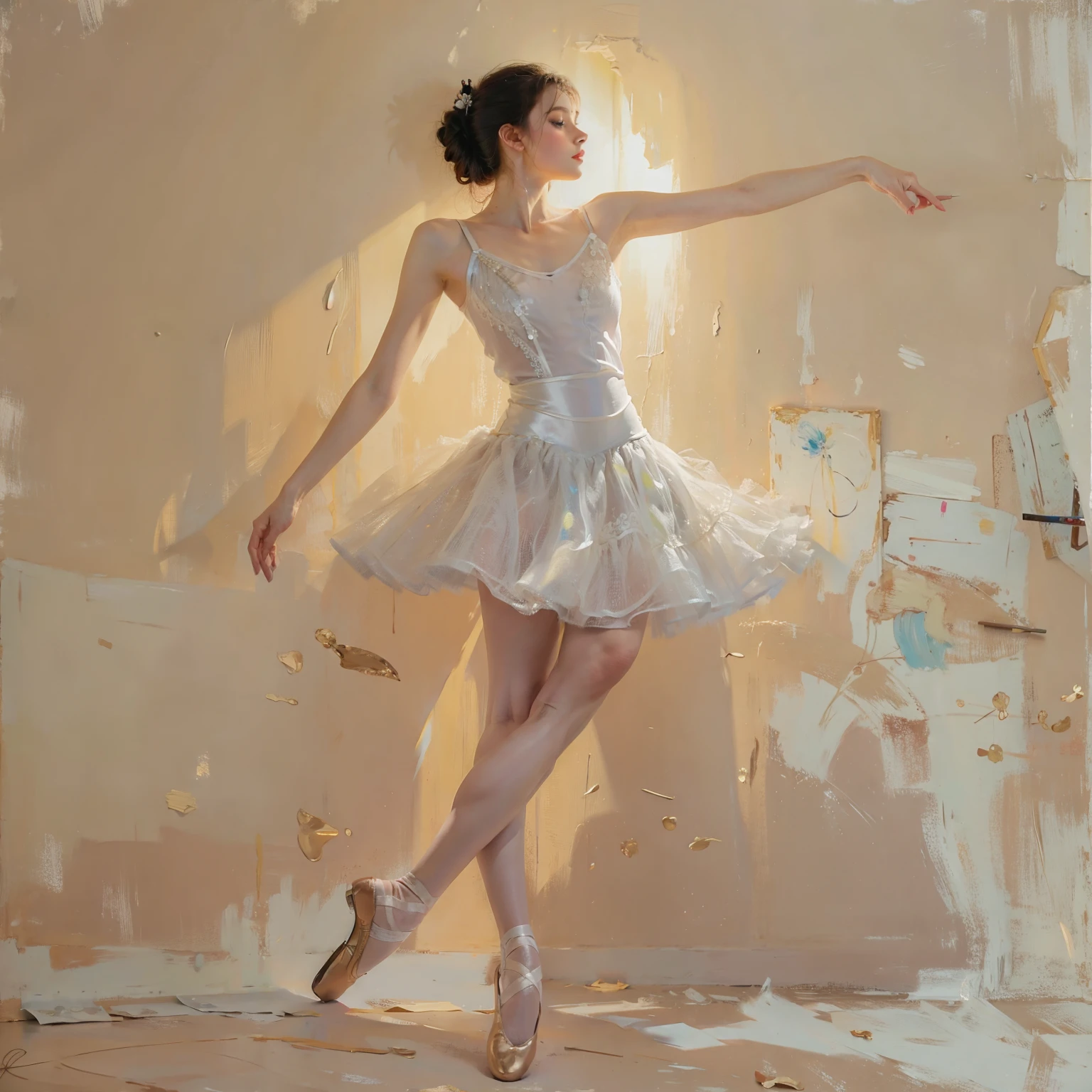 A painting of a beautiful ballerina