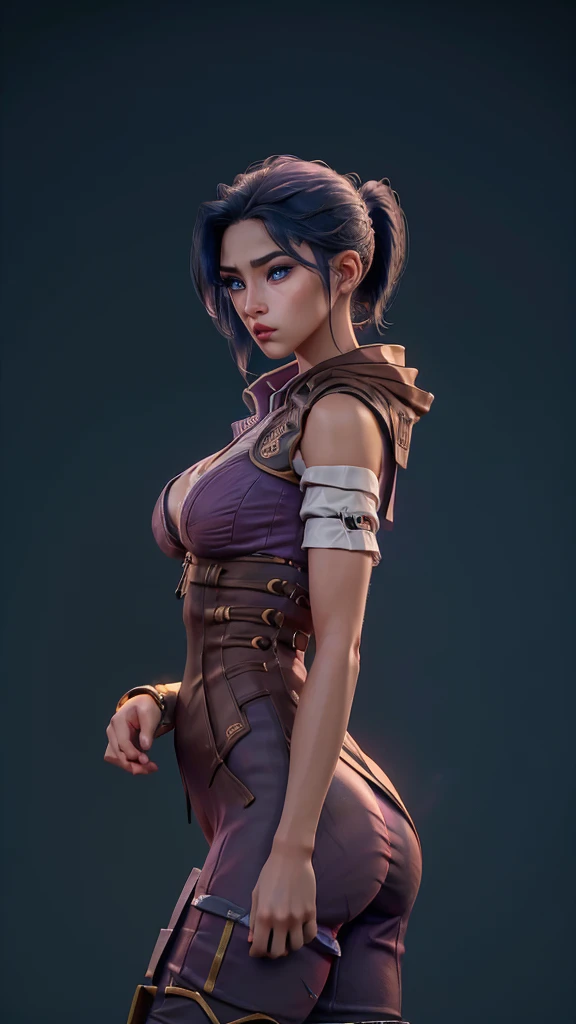 HeartthrobCaitlyn, \(league of legends\), (1girl), (solo), (Full body photo), (low angle shot), (masterpiece:1.0), (best quality:1.4), (ultra highres:1.2), (photorealistic:1.4), 8k resolution, absurdres, ultra detailed, sharp focus, (low light: 1.4), photorealistic, Beautiful face with symmetry, Gradient Eyes, Intense crystal light blue eyes, Intense highlighting of the eyes, Slightly bigger eyes, Double eyelids, lipgloss, Full lips, (Perfect Slim Body), big ass, thick thighs, mid breasts, place school 
