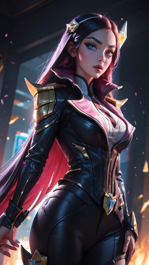 HeartthrobCaitlyn, \(league of legends\), (1girl), (solo), (Full body photo), (low angle shot), (masterpiece:1.0), (best quality:1.4), (ultra highres:1.2), (photorealistic:1.4), 8k resolution, absurdres, ultra detailed, sharp focus, (low light: 1.4), photorealistic, Beautiful face with symmetry, Gradient Eyes, Intense crystal light blue eyes, Intense highlighting of the eyes, Slightly bigger eyes, Double eyelids, lipgloss, Full lips, (Perfect Slim Body), big ass, thick thighs, mid breasts, place school 
