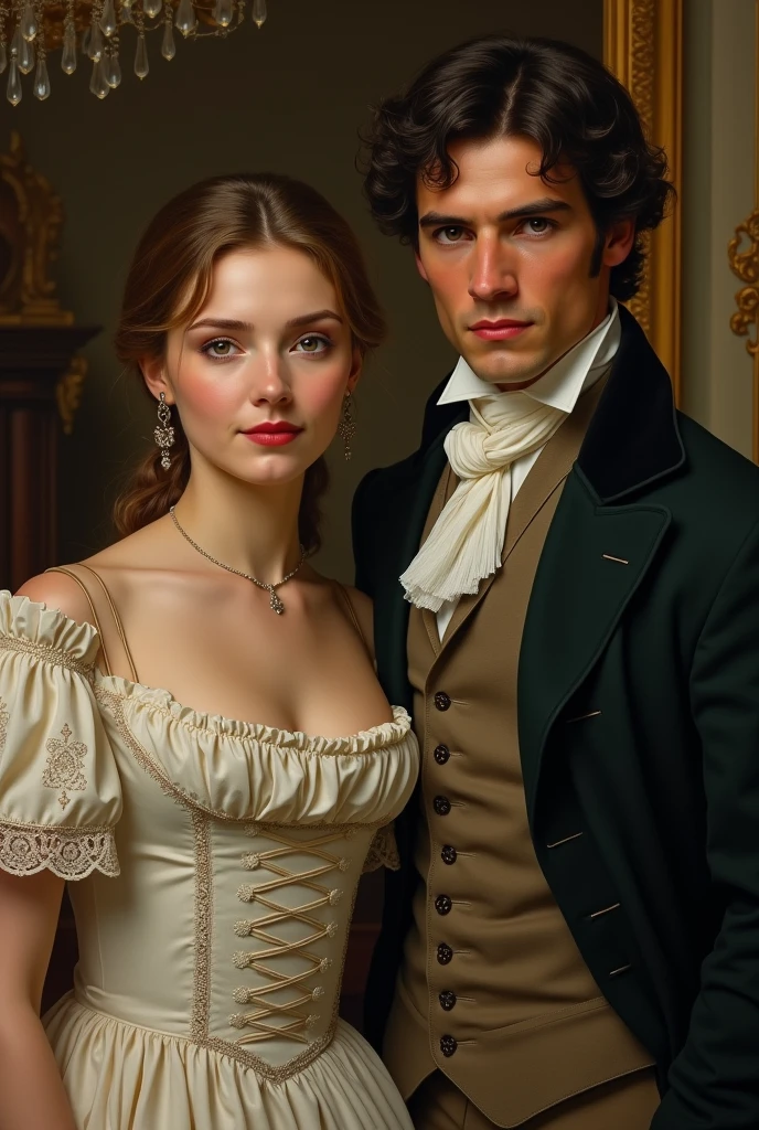 Masterpiece, Superb Clothing, (photo realistic), ((4 people)), ((Handsome man  in living room，The three girls looked at the man), Fashion, White color blouse, (profusely), (White skin), (dark circles), Handsome, long perspective，side looking, (Grand background), (Chiaroscuro)), Fine face in detail, Facial details, Cinematic lighting, (Depth of field), hyper HD,