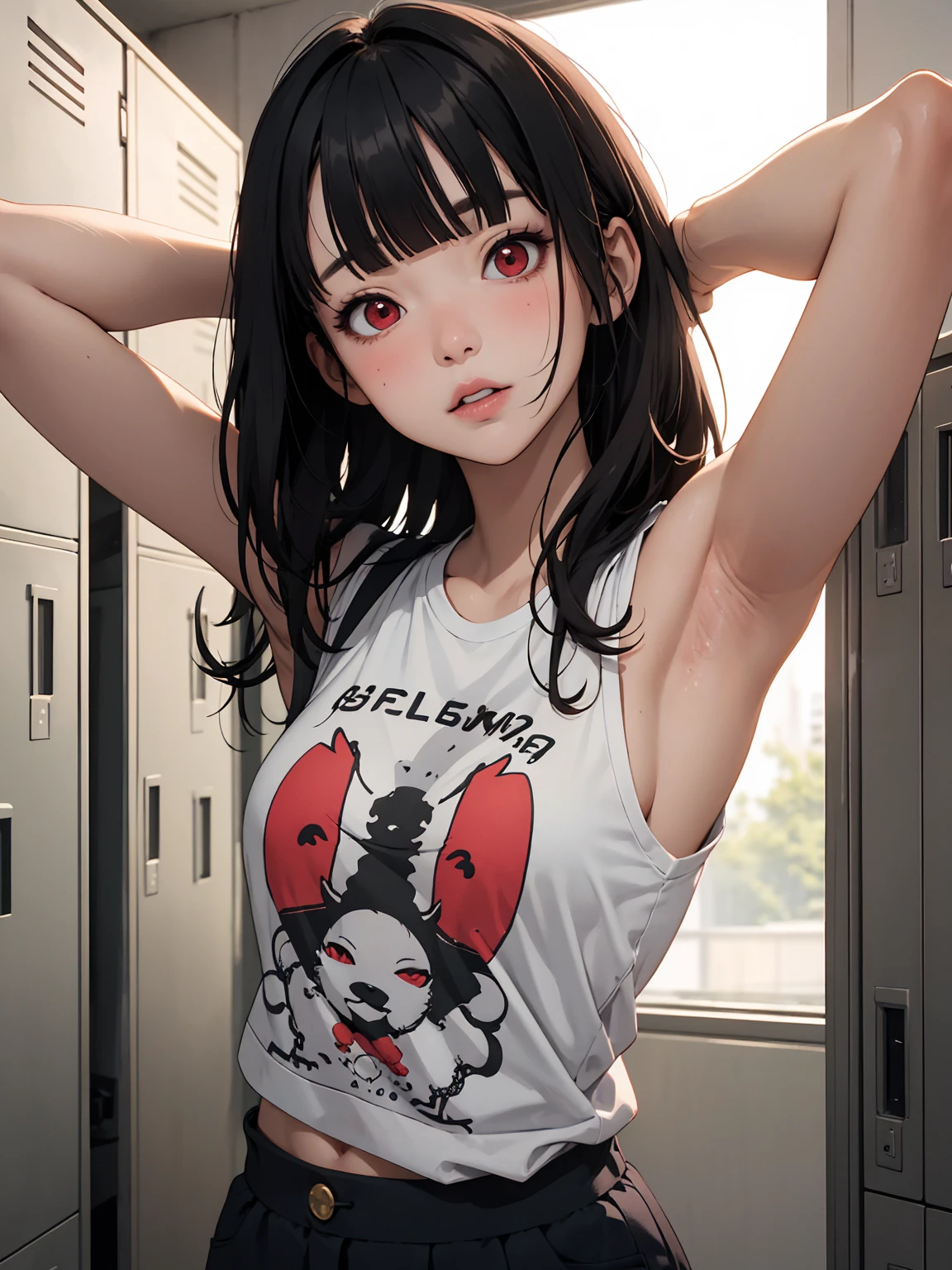 (masterpiece、highest quality、Very detailed)、((1 girl))、Black Hair、Side Ponytail 、Blunt bangs、Purple eyes、Wicked Smile、Grin))、vapor 、((Red Chinese clothing)) 、No sleeve、Cowboy Shot、sit、((pink sarong))、scenery、fence、sofa、indoors、indoor、((Pink lighting:1.4))、Brown Skin、Super big 、(sweat,steam, 、Oily skin:1.3、A lot of spoken words:1.5, Many heartfelt voices:1.5),
character: Naga (NIKKE)、(Squint and open your mouth、ahegao face:1.3)、(Enduring face、A patient face、Leaking Face)、(Dark Skin、