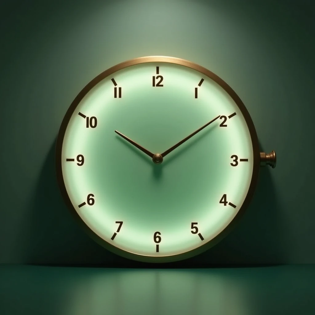 Smooth jade with Gold number of 1 to 12 hour mark, no hour hand, absolute circle, back light.