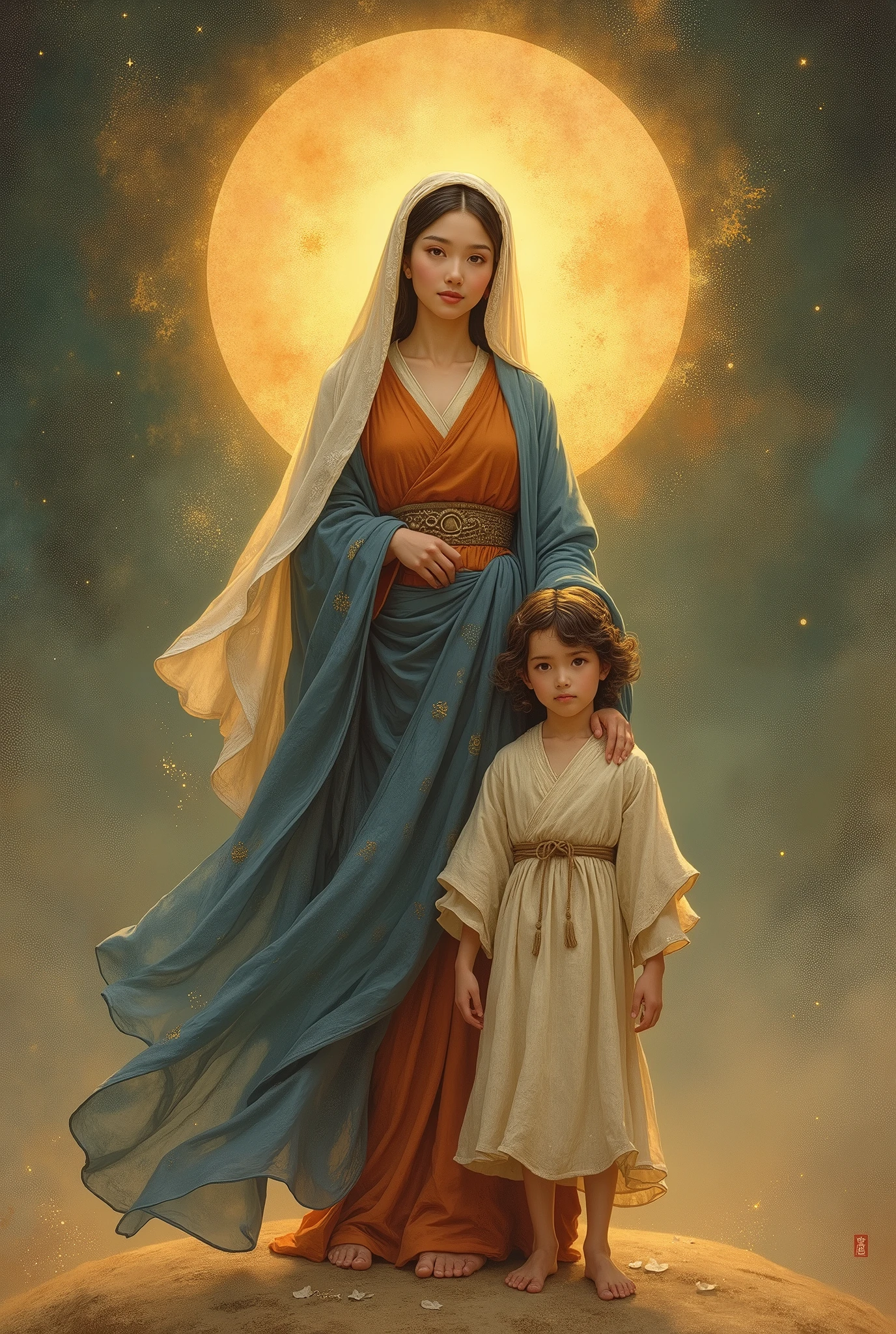 The sun god embraces the little angel --auto