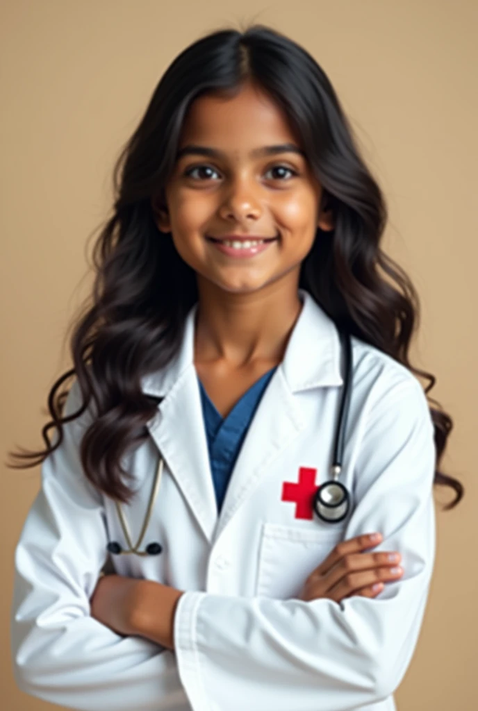 Generate the first image of a 10-year-old girl with Indian features who excitedly entered a kitchen, wearing a lab coat
gibli studio style