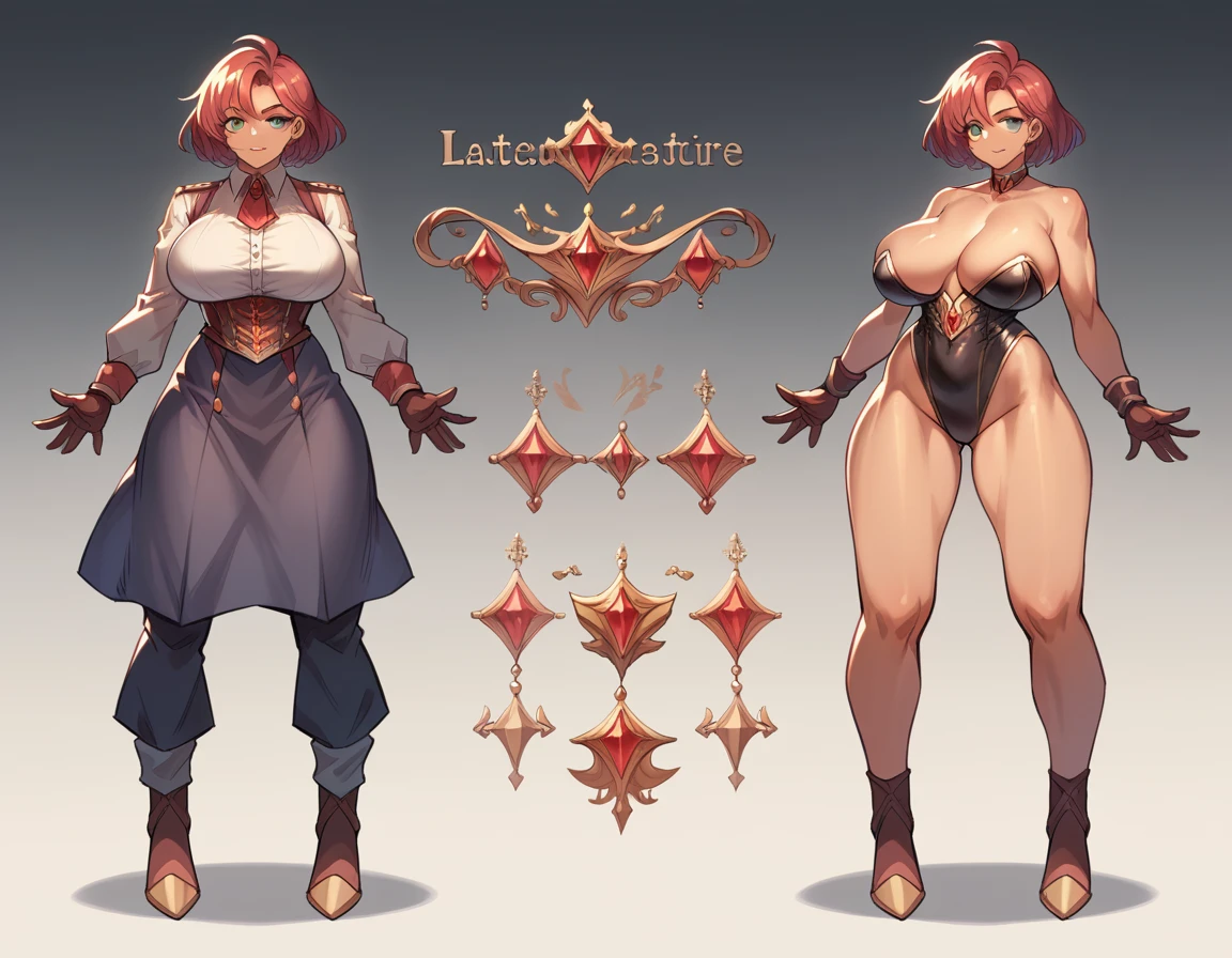 Girl character sheet. There are three patterns: armor, everyday wear, and naked.