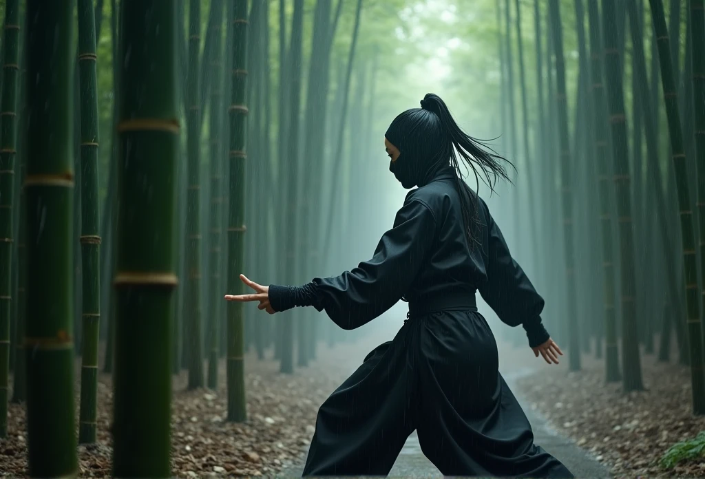 a asian muslim mother holding a bamboo stick chasing her small asian muslim child with an angry face. The mother from back chase the boy. , the boy running away with fear face, detailed facial features, dramatic lighting. Running effect, cinematic composition, moody atmosphere, high contrast, photorealistic, award winning photograph, 8k, HDR. 1980 timeline