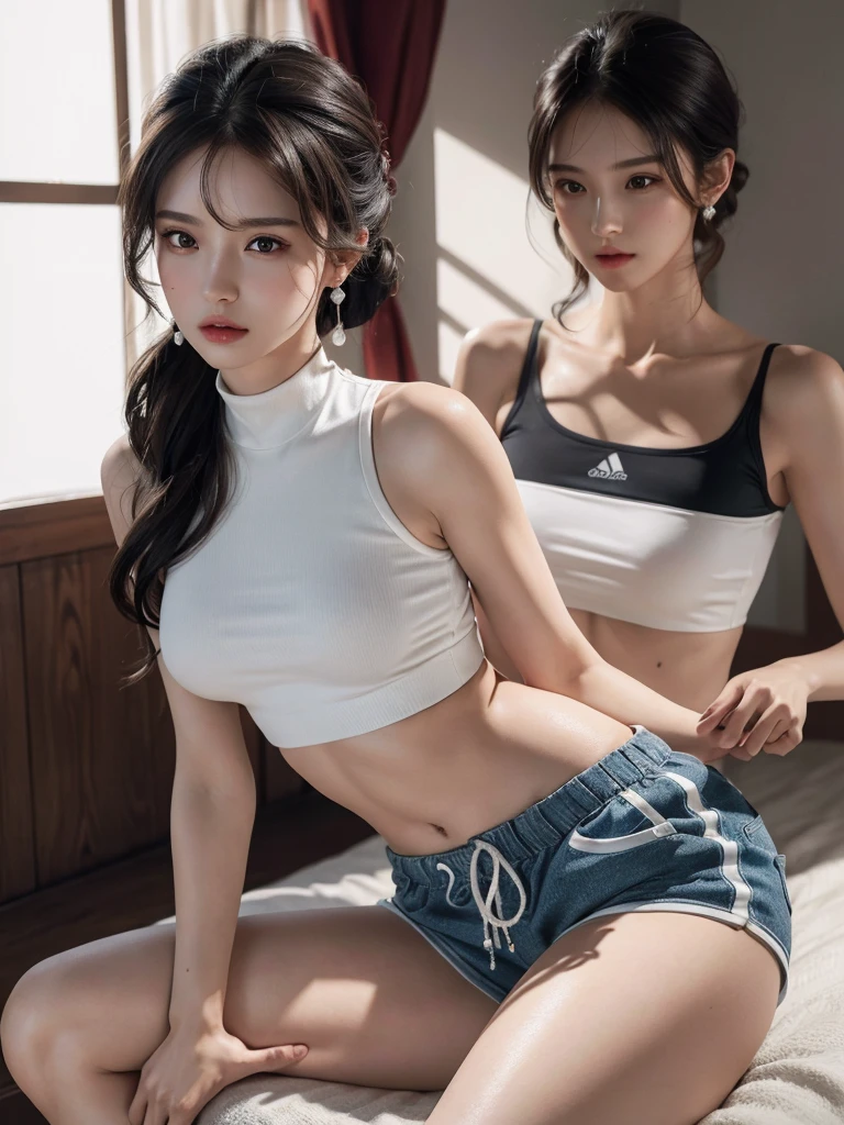 (8K、RAW Photos、Highest quality、masterpiece:1.2)、(Real、Photorealistic:1.4)、nsfw、(超Realな肌の質感、Highly detailed eyes and face)、(Cool Japanese women:1.1)、Large Breasts、Sportswear、Training Gym
