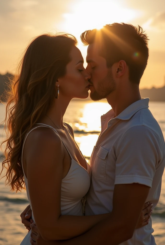 Young beautiful woman doing oral sex to her boyfriend on the beach