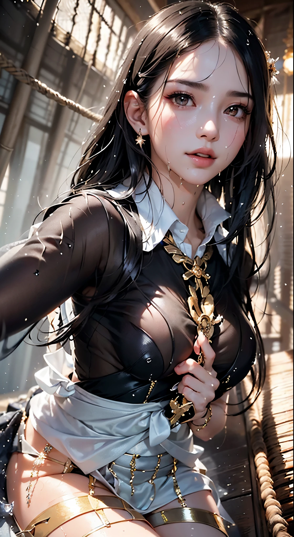 Kenji Tsuruta, Lily Hoshino, Surreal, mysterious, strange, fantastical, fantasy, Sci-fi, Japanese anime, street corner at the end of the world, from here on out is another world, miniskirt beautiful girl on the border, perfect voluminous body, sphere and cat, detailed masterpiece Hyper realistic sharp focus skin wet wet glistening tiny panty tight bra see through transparent sweating areola nipples cameltoe shapes shy blushing embarrassed coquettish sensual wet orgasm excited 