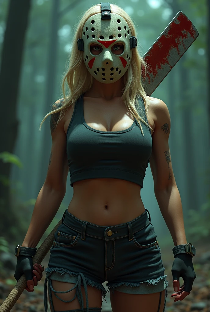 masterpiece,(colorful),1girl, best quality, highres, monster girl, white skin,djb, sharp teeth, chainsaw,medium breast,perfect body,show cleavage,croptop,white shirt, Torn short, standing, against wall,wall background,alley