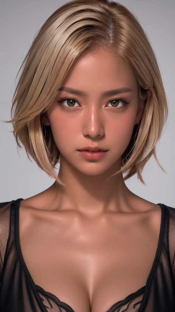 High resolution、masterpiece、Textured skin、high quality、Ultra high definition、Very detailed、woman、Short blonde hair parted in the center、Close-up of face、Looking at the camera、Large Breasts、Perfect Style、Long legs、Superhero、マント付きのSuperheroスーツ、