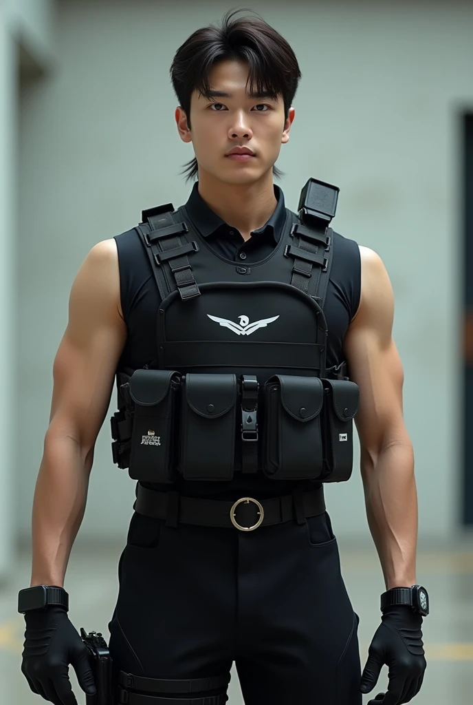 top-quality、​masterpiece、超A high resolution、(realisitic:1.4)、详细的脸、独奏、１human male、The upper part of the body、Dark hair、glistning skin、dense skin、((asian human))、architectural、(absurderes、hight resolution、ultra-detailliert)、、1 male、Adults、(20-year-old man)、tall muscular man、broad shoulder、extra very short hair、angular jaws、thick neck、thick eyebrow、((extra very short hair))、A dark-haired、fine eyes and detailed face、 Highly detailed CG Unity 8K wallpapers、intricate-detail、(Style Swirl Magic:0.7)、looking at the spectator、独奏、(full body Esbian:0.6)、细致背景、A detailed face、dynamicposes、、Urban background、dynamic compositions、 big muscle、、(((Crotch bulge)))、 ((masutepiece:1.4, Best Quality)), ((masutepiece, Best Quality)), (photographrealistic:1.4)、(((soldier)))、vests、 Pubic hair, Open legs, Arms raised and crossed behind the back, abdominals, ((Erection 1.2)), emphasis, (Moccoli: 1.4), (Manly chest plate)), Sweating,, Blood vessels in the arm、military outfits、pistols、Survival costumes、Wearing a military uniform、Cargo pants、japanese male