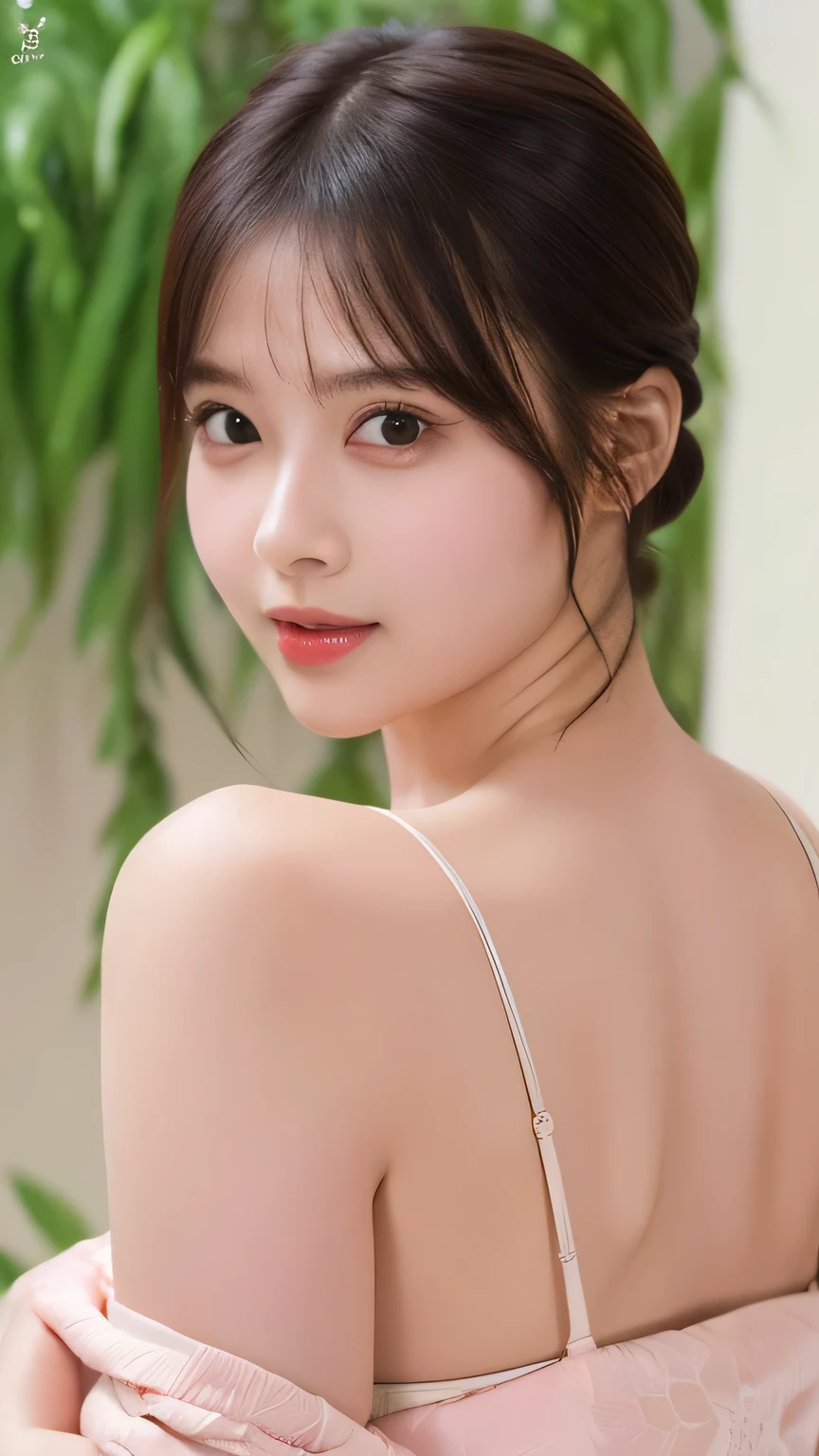 (((I liked the photo、Focus on the eyes:1.1、Very detailed:1.22、Ultra-high resolution、masterpiece:1.45、Best Quality)))、((((Systemic manifestations:1.68、Camisole、Leaning forward、One person))))、length, Straight black hair、Every hair is clearly visible、Hair color that changes subtly depending on how the light hits it、 Gives skin a natural glow、Fine skin、Showing the fine details of pores:1.25、Detail of slight redness on forehead and cheeks、(((Eyes with fine iris detail、Eyes are painted with color gradients and patterns.、length, Natural Eyelashes, Each is visible、Well-groomed eyebrows、Eyebrow personal々The hair is clearly visible、Light reflected in the eye、Light in the eye creates tiny highlights)))、The nose is delicate、Fine detail on the nostrils、Lips are plump and naturally pink、Draws fine lines and soft curves of the lips、lips are shiny and、Lip gloss accentuates the shape of your lips.、(((Detailed depiction of lip texture、Special attention is paid to the depiction of light and shadow.、Soft natural light gently illuminates your face from the front、A faint glow on the forehead、A slight glow on the nose、A slight glow on the cheeks、Shadows are cast softly alength the contours of the face、Accentuate the sides of your cheekbones、Accentuate both sides of the chin、Accentuate the sides of the nose、The gloss on her lips reflects the light faintly、Lips emphasize the plump texture、The shadows in the hair add depth and dimension、personal々Hair sparkles in the light、