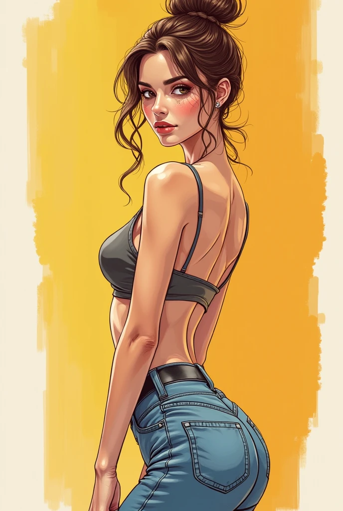 Beautiful 1 woman with brown hair