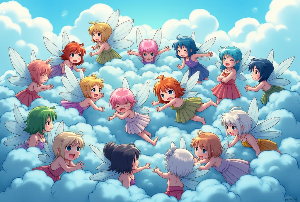 ((La mejor calidad)), ((Obra maestra)), (Detallado), Cara perfecta
Full body, multiple angels, Multiple poses, nude, female, orenge hair, ecchi, sexy pose.