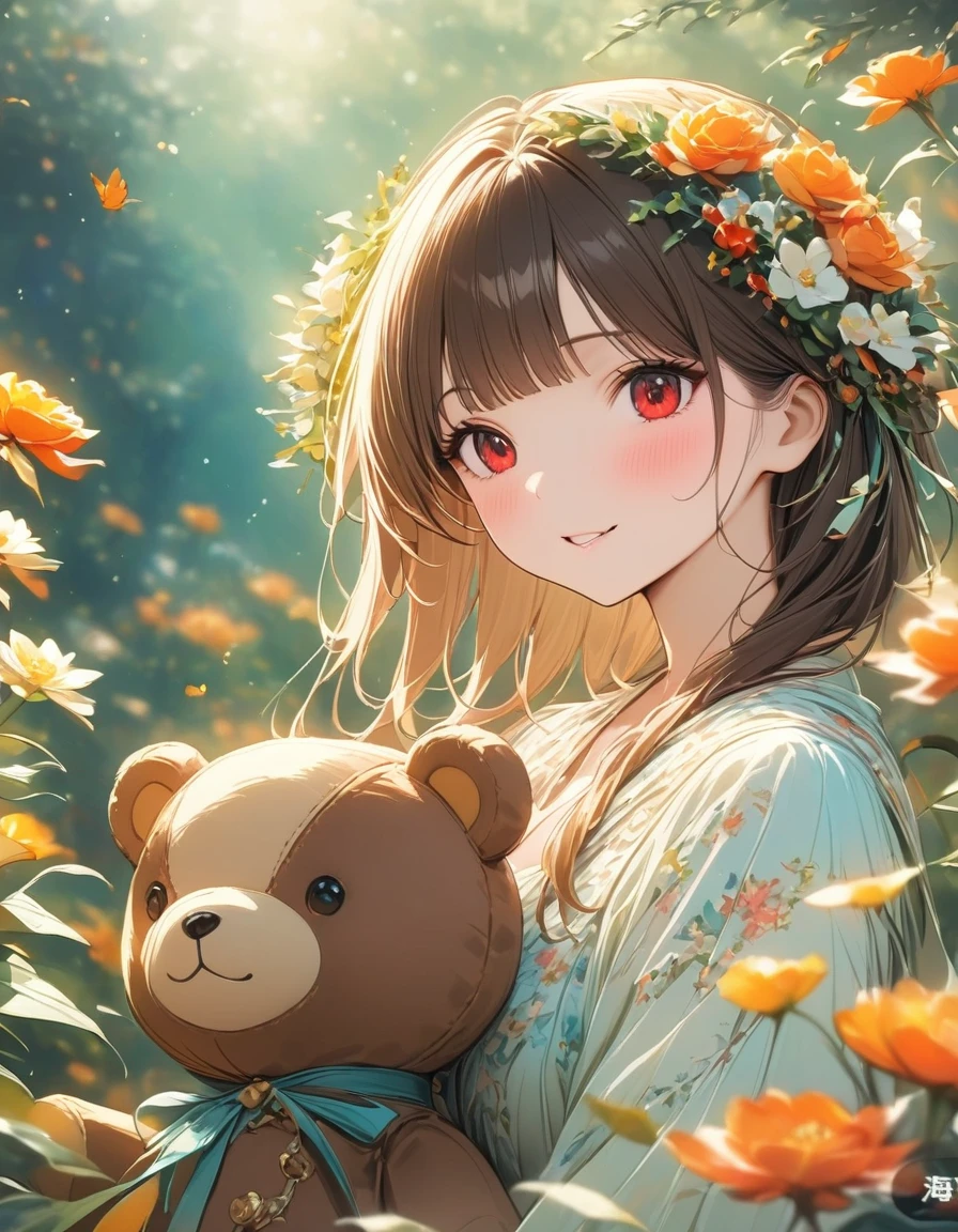 (masterpiece, Best quality: 1.2),1 Scary Teddy Bear，Delicate red eyes,giggle，,(),，Take a knife，Low light，The Forest,，Horror atmosphere,Ultra HD, masterpiece, High Detail, high quality, Best quality, high resolution