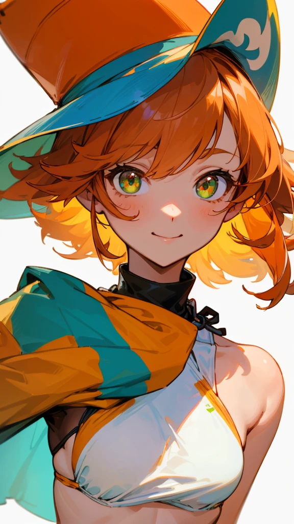 (masterpiece)(8k)(art deco style:1.3)(low saturation colors:1.2)(flat colors:1.2)(25-year old woman)(1girl:1.5)(solo:1.8)(wild hair:1.4)(short hair:1.4)(orange hair)(flat chest:1.3)(white bandana:1.3)(cute anime eyes:1.3)(surprised eyes:1.3)(green pupils)(glossy skin:1.2)(glossy lips)(shiny)(playful)(choker necklace)(pink hoodie:1.2)(panties:1.3)(happy and smiling:1.3)(surprised expression:1.3)(relaxed posture:1.2)