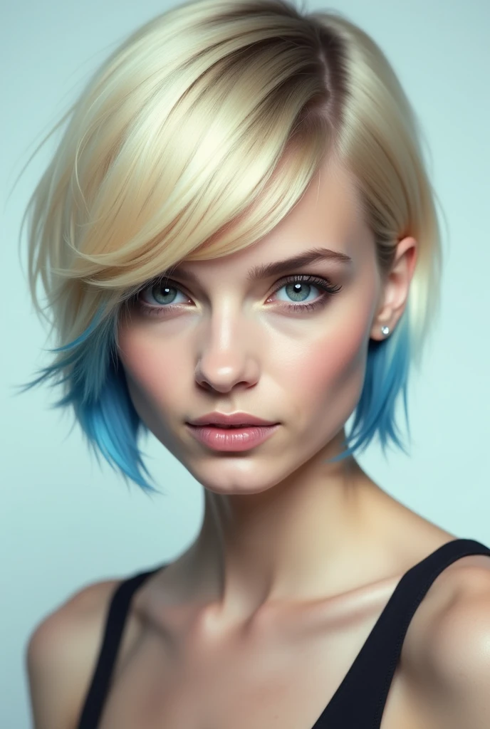 elegant, detailed fashion model runway walk, (confident runway strut), ((glamorous catwalk backdrop)), (feminine), (((blue hair))), ((alluring facial expression)), ((exquisitely detailed facial features)), ((perfect eyes)), extremely detailed painting, intricate, painterly brush strokes, ((Bastien Lecouffe-Deharme art style)), 8k wallpaper, nikon, trending on Artstation, trending on CGSociety, midjourney art, (sensual), skin pores, hyperrealistic