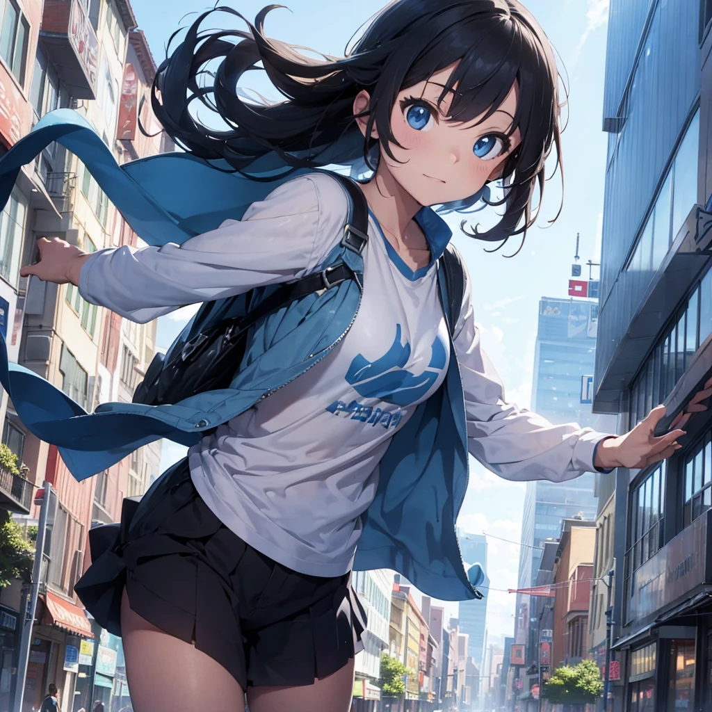 Beauty、company employee、In town、35 years old、T-shirt、mini skirt、meaty、The wind blows and flips my skirt、panty visible、Low - Angle