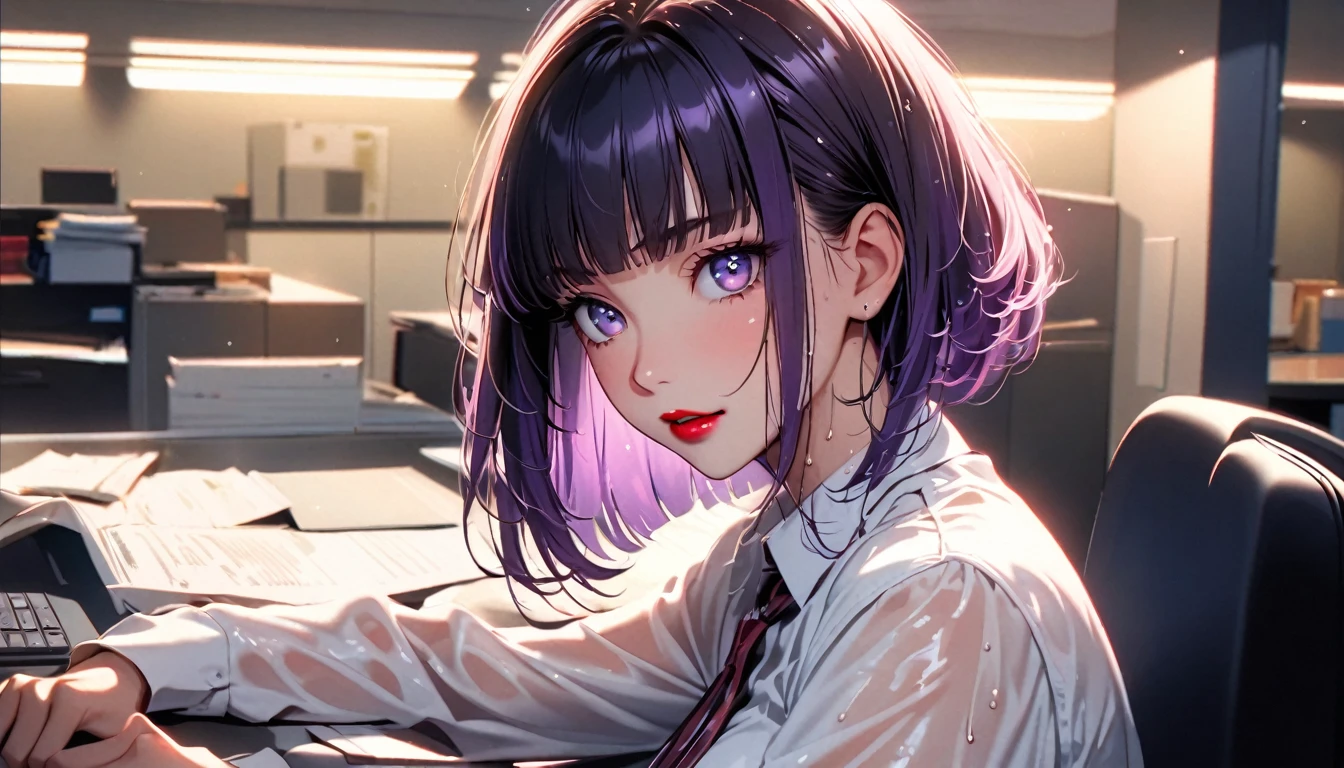 (Best quality, 8k, 32k, Masterpiece, UHD,:1.2),RAW, 1girl,ultra cute , natural lighting,transparent shining eyes, 20yo ,fair complexion, black suit, juicy tights, displaying thighs, black skirt, sitting, gentle smile, doctor's office, psycologist, couch, pale skin, white turtleneck shirt, flirty, white ribbed sweater, buttoned black suit jacket, close up, leaning back, pink lips, warm light, notepad