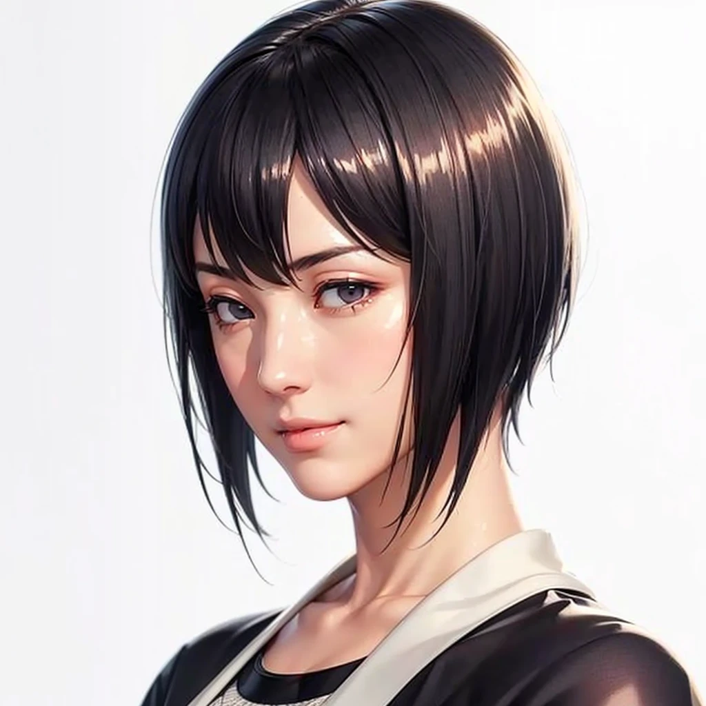 (（（Perfect body,White and tender skin,（（（black kimono,Black clothes, mesh underwear, purple belt,）））,(（（shizune,Black hair, short hair, black eyes））),((masterpiece)),highres,((Best quality at best)),masterpiece,quality,Best quality,(（（ Exquisite facial features,Looking at the audience,There is light in the eyes,Smile，happy ）））,Huge breasts,Woman looking down in thought，Tyndall effect，）））