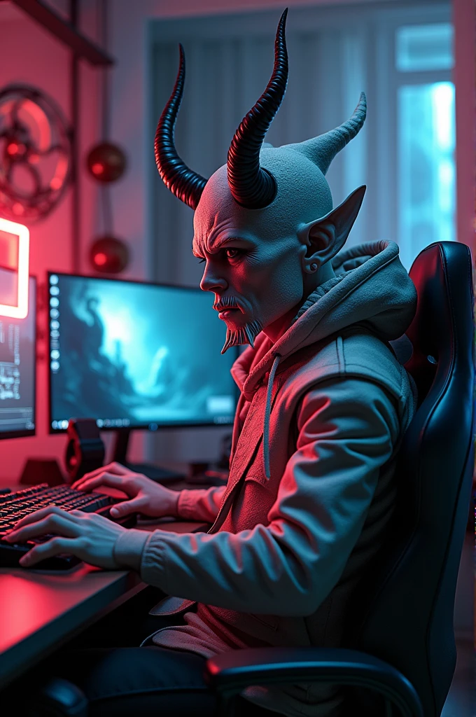 Photo of animated programmer dragon sitting at a pc